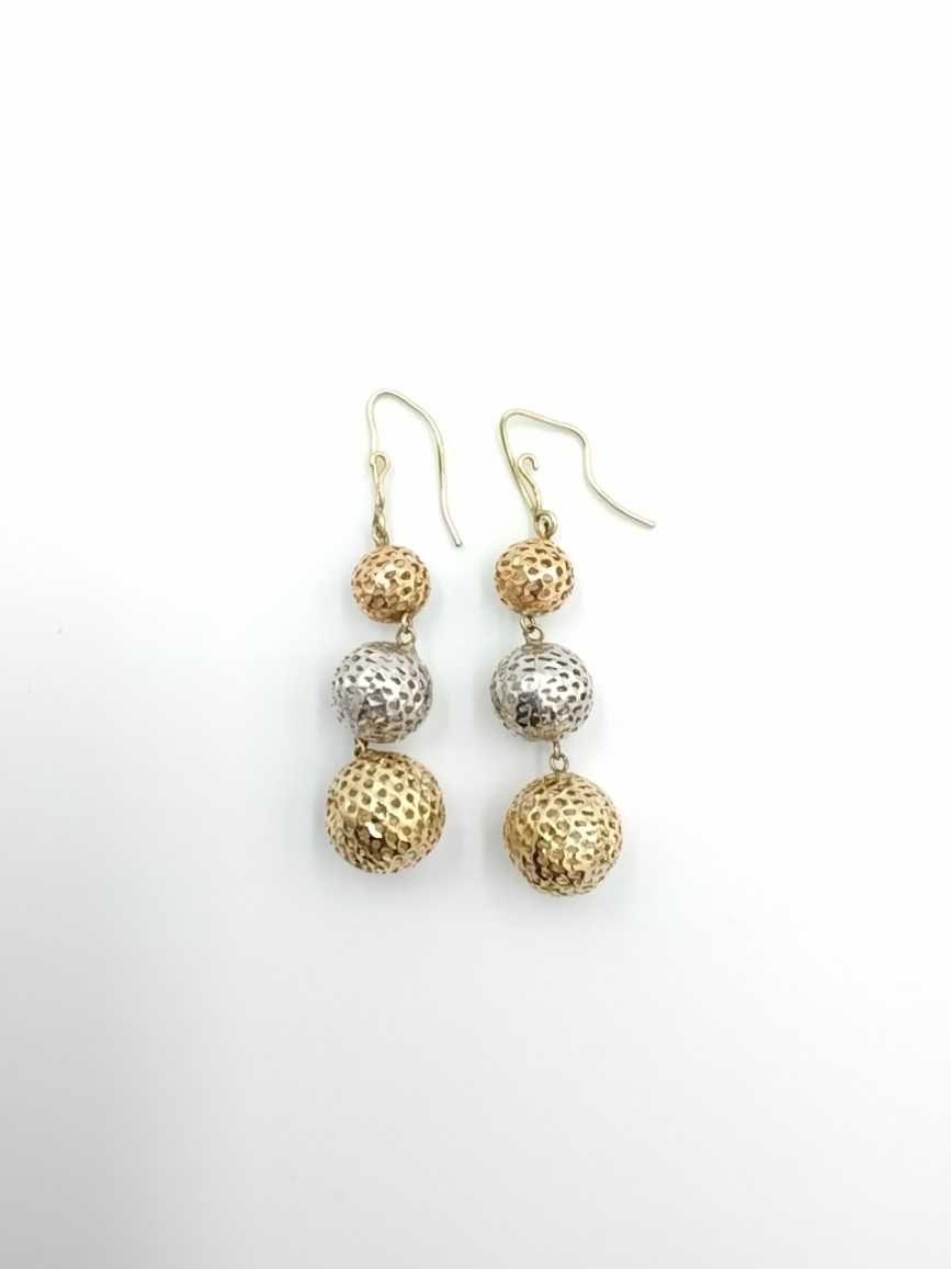 Gold Ball Earrings - Tricolor Gold 10k (.417) 3.5 grams