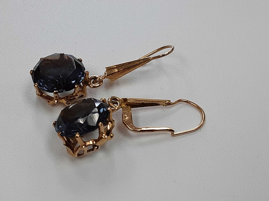 Earrings - Earrings With Multicolor Purple/blue Stones Yellow Gold 14k