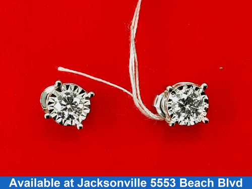 Double Stud Earrings - White Gold 14k (.585) 1.5 grams