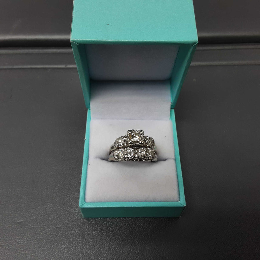 Ring - Wedding Set - White Gold 14k (.585) 5.6 grams Size 11