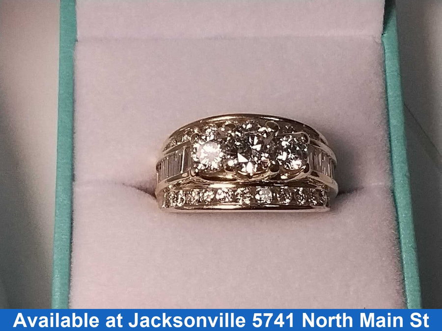 Ring - Wedding Set - Yellow Gold 14k (.585) 8.1 grams Size 8.5