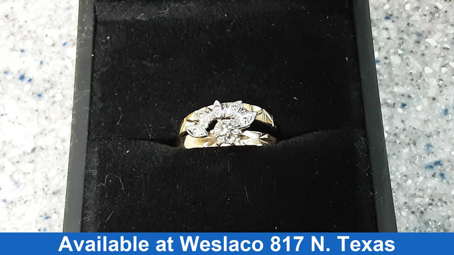 Ring - Engagement Set - Yellow Gold 14k (.585) 3 grams Size 8