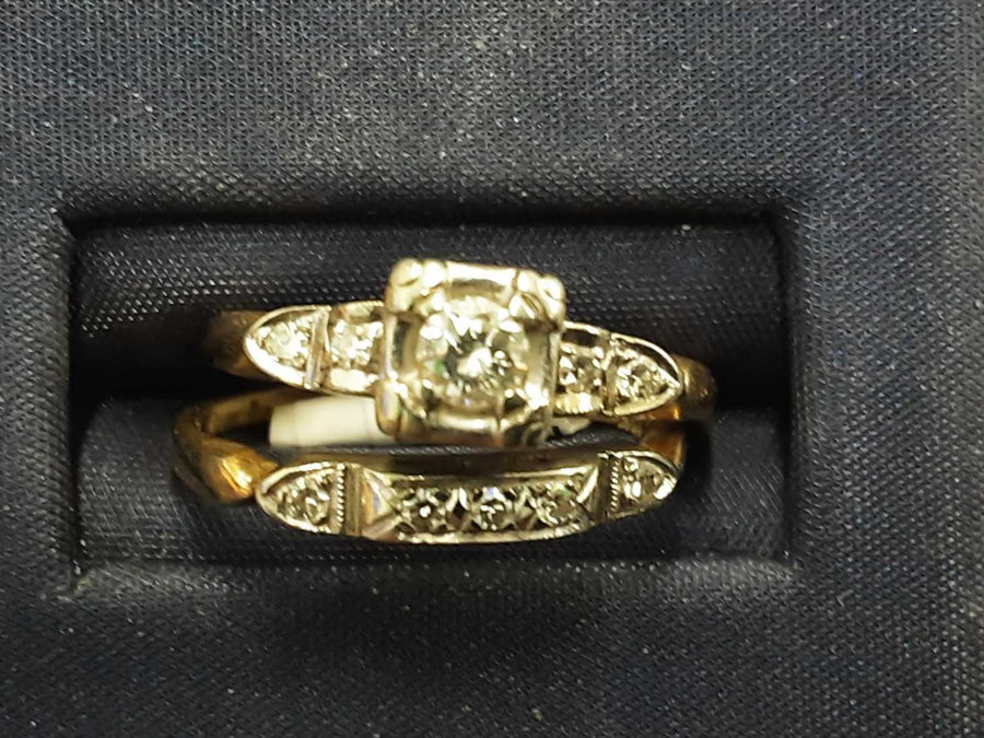 Ring - Engagement Set - Yellow Gold 14k (.585) 3.8 grams Size 6.5