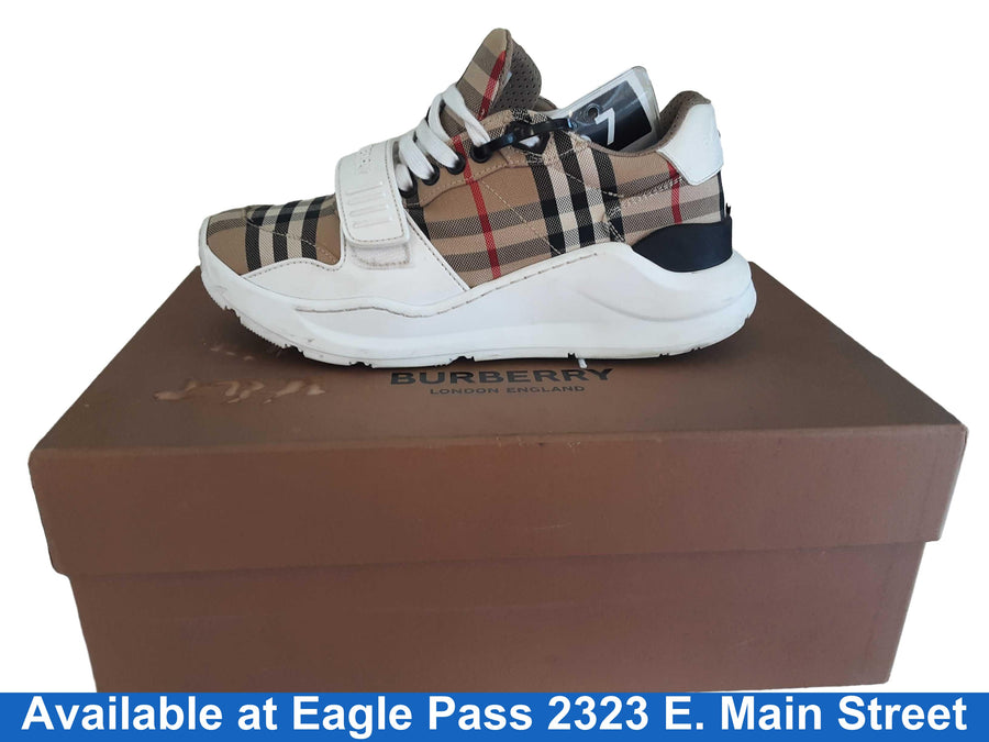 Burberry Regis Check Trainer Beige / Tan