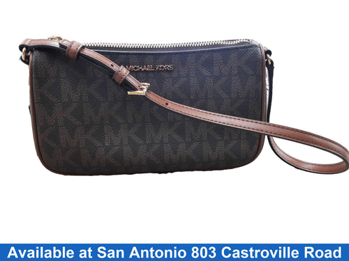 Michael Kors Jet Set Signature Logo Crossbody Bag Brown Purse / Handbag
