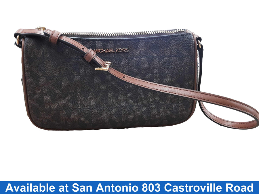 Michael Kors Jet Set Signature Logo Crossbody Bag Brown Purse / Handbag