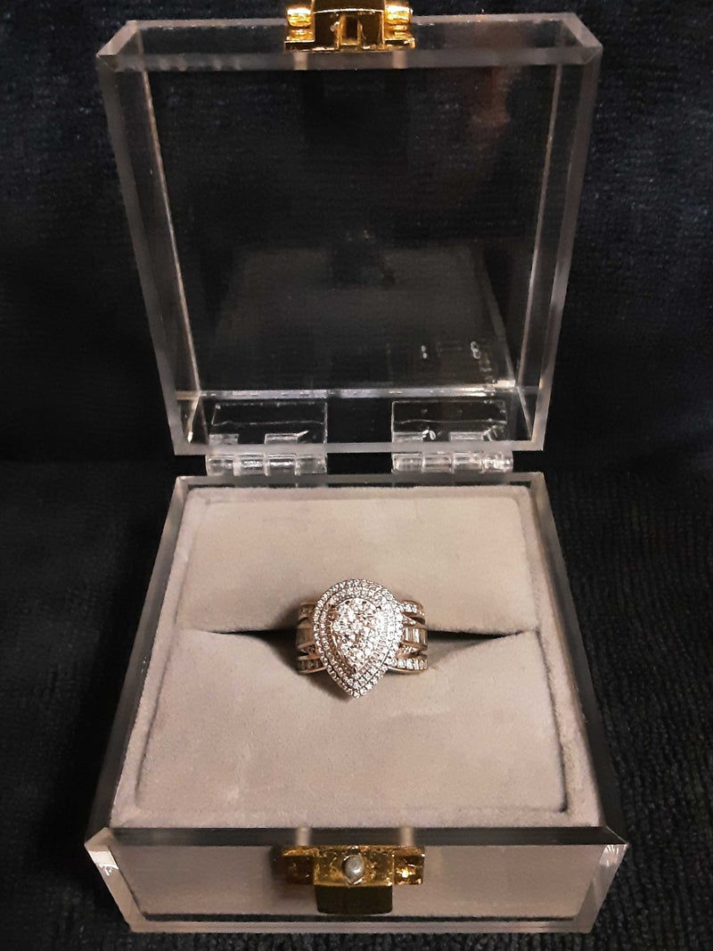 14k White Gold Pear Shape Cluster Engagement Ring