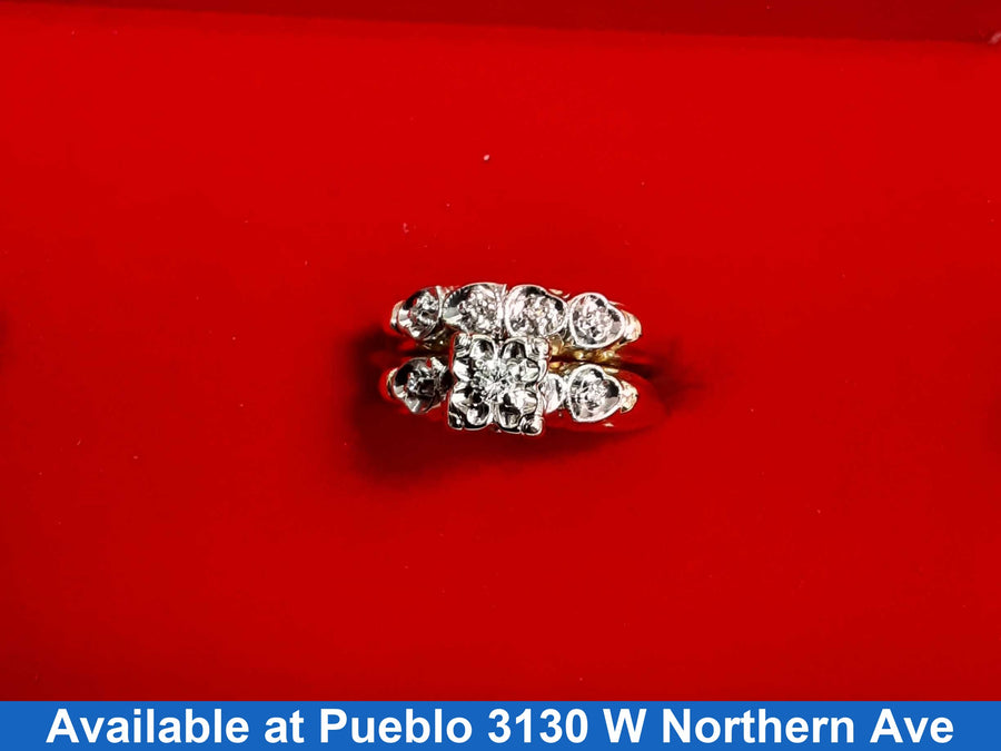 Ring - Wedding Set - Yellow Gold 14k (.585) 5.4 grams Size 6.5