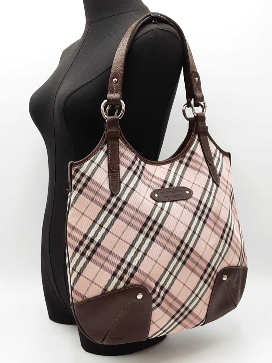 Burberry Blue Label Shoulder Bag In Pink Nova Check & Brown Leather Fw0826lezdu