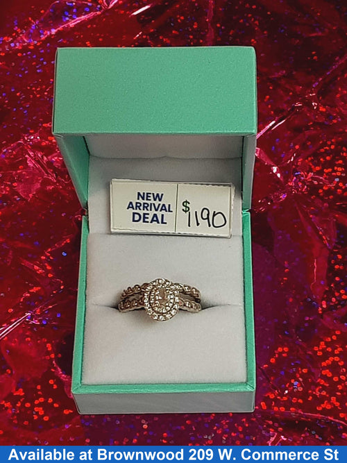 Ring - Wedding Set - White Gold 14k (.585) 6.1 grams Size 20