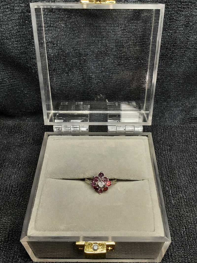 14k White Gold Floral Cluster Ring