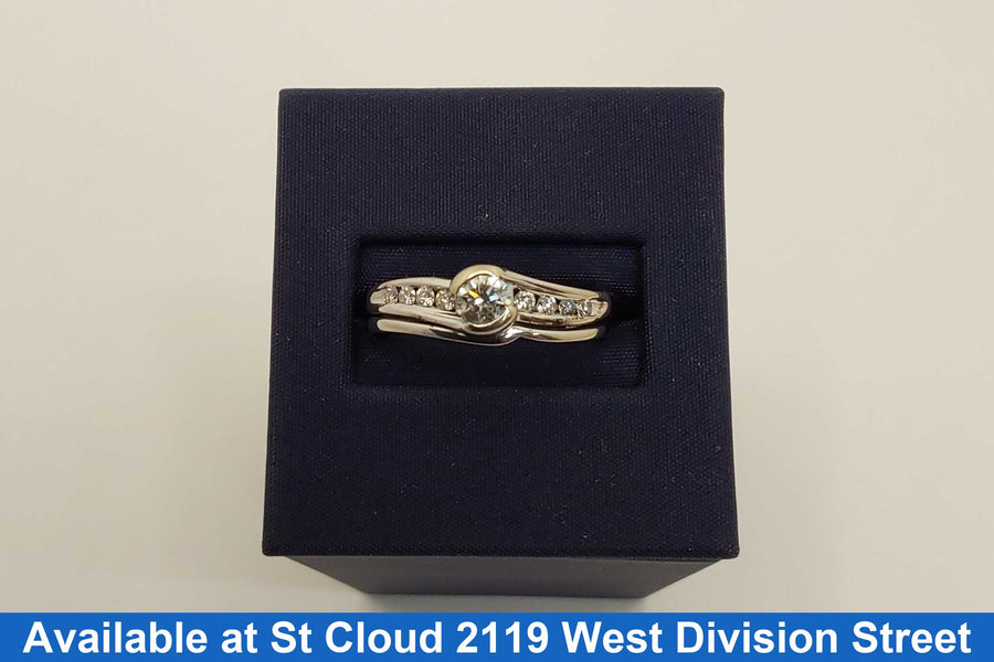 Ring - Wedding Set - White Gold 14k (.585) 5.58 grams Size 8.5