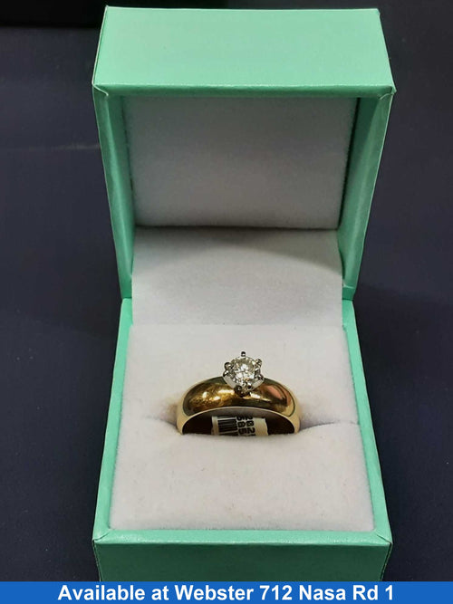 Women's Ring - Solitaire - Yellow Gold 14k (.585) 5.8 grams Size 20