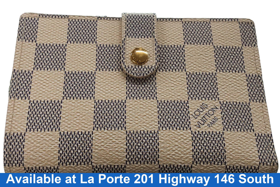 Louis Vuitton Damier Azur Small Ring Agenda Cover White Purse / Handbag
