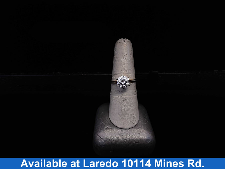 Women's Ring - Solitaire - Yellow Gold 14k (.585) 3.2 grams Size 20