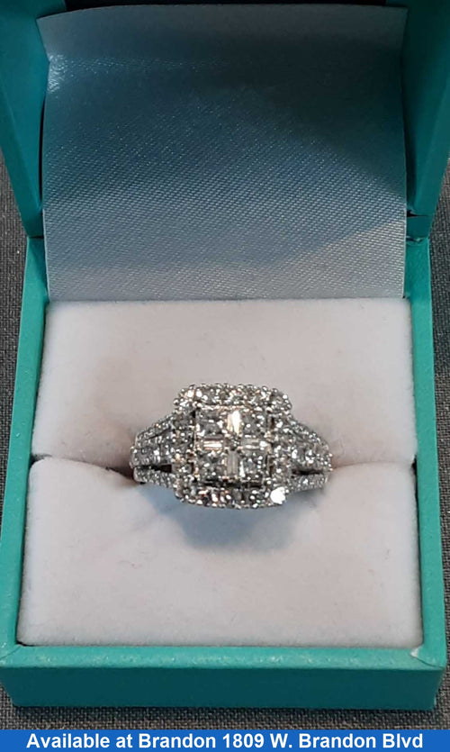 Ring - Engagement Set - White Gold 14k (.585) 5.9 grams Size 7.5