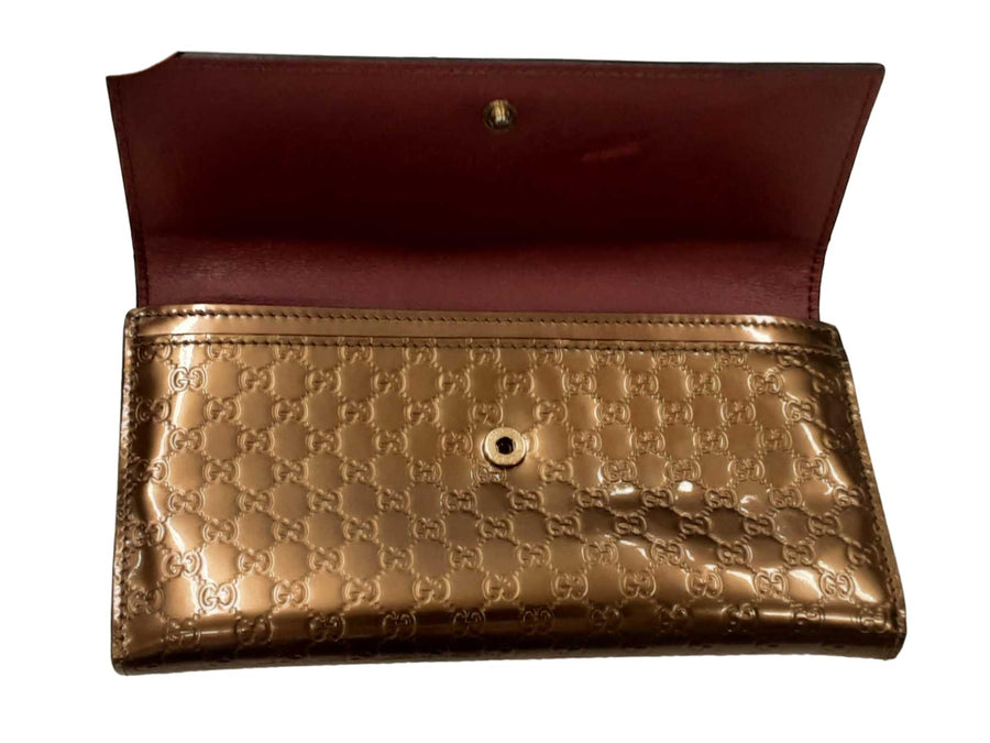 Gucci Micro Guccissima Metalic Bronze Beige / Tan Wallet