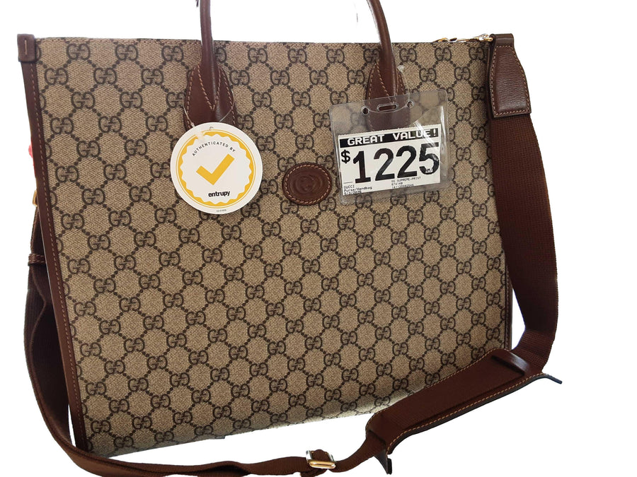 Gucci Gg Supreme-print Small Tote Bag Brown Purse / Handbag