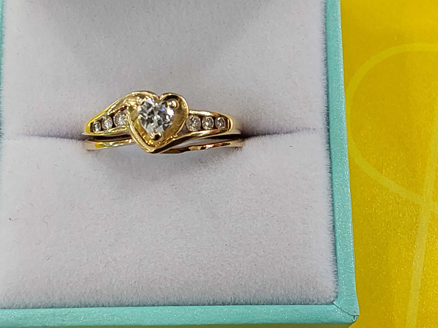 Ring - Engagement Set - Yellow Gold 14k (.585) 3.2 grams Size 7.5
