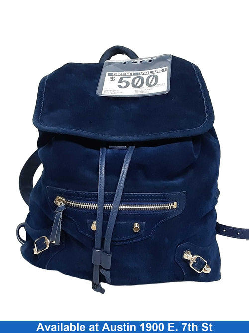 Balenciaga Baby Daim Suede Blue Purse / Handbag