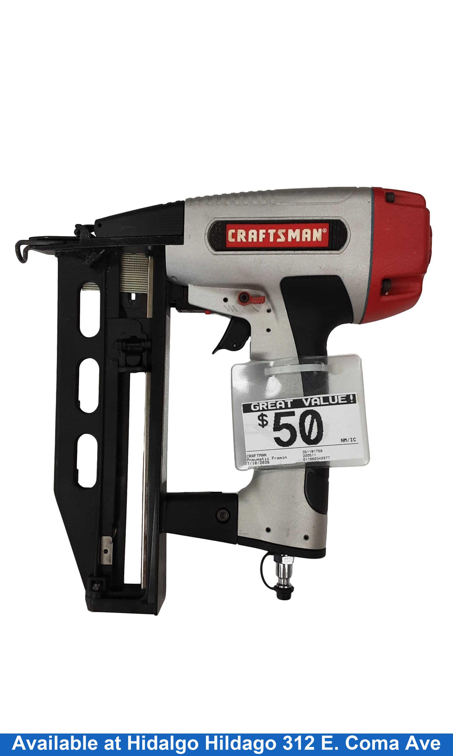 Craftman 351181750 Gray Pneumatic Framing Nailer