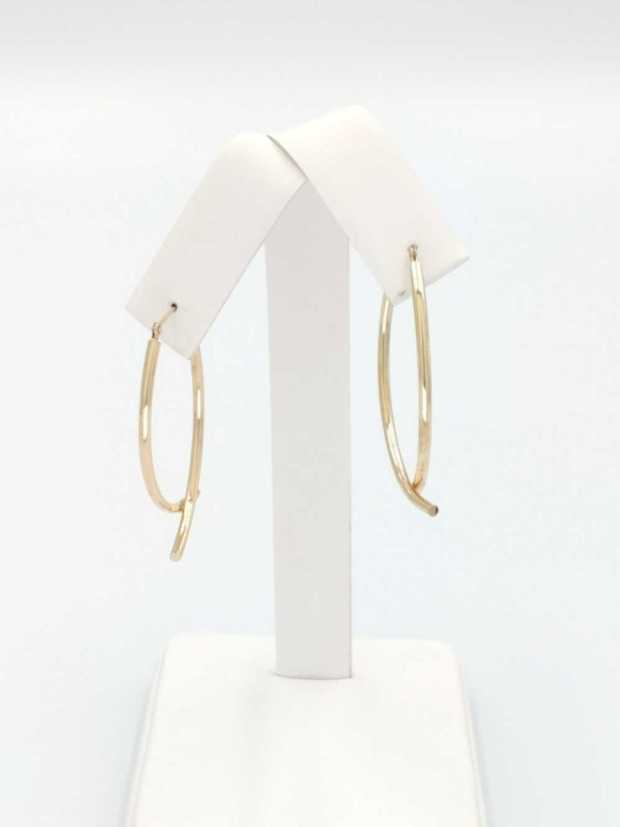 Yellow 14k Gold Crossed Hoop Drop Earrings  (.585) 1.6 grams