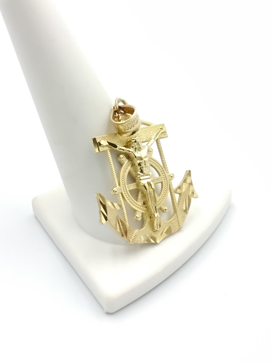 10k Gold Crucifix Anchor Mariner's Cross Pendant (.417) 4.1 grams