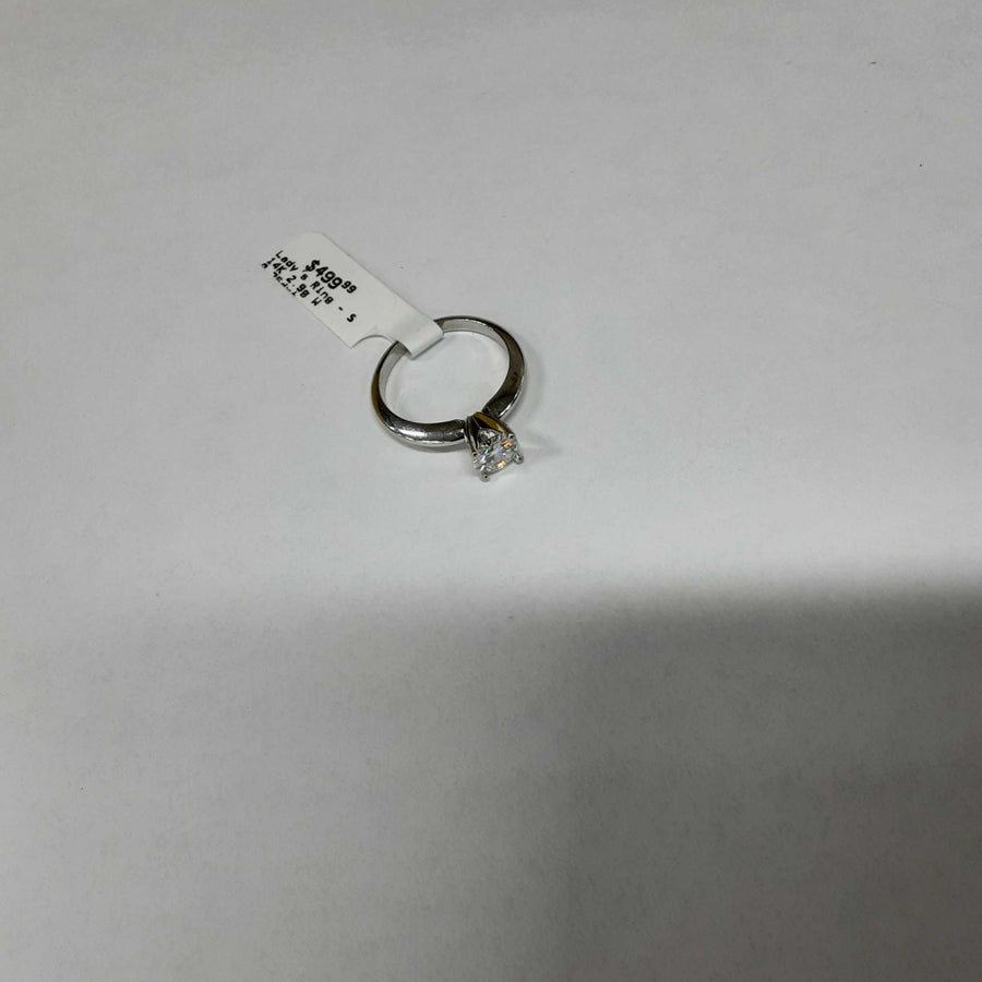 Women's Ring - Solitaire - White Gold 14k (.585) 2.9 grams Size 6