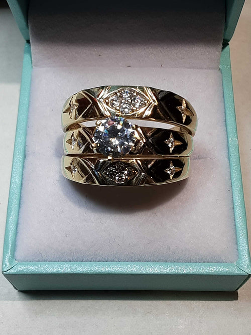 Ring - Wedding Set - Yellow Gold 10k (.417) 8.2 grams Size 12.5