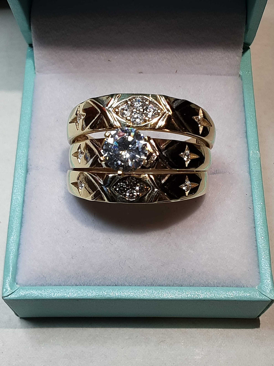 Ring - Wedding Set - Yellow Gold 10k (.417) 8.2 grams Size 12.5