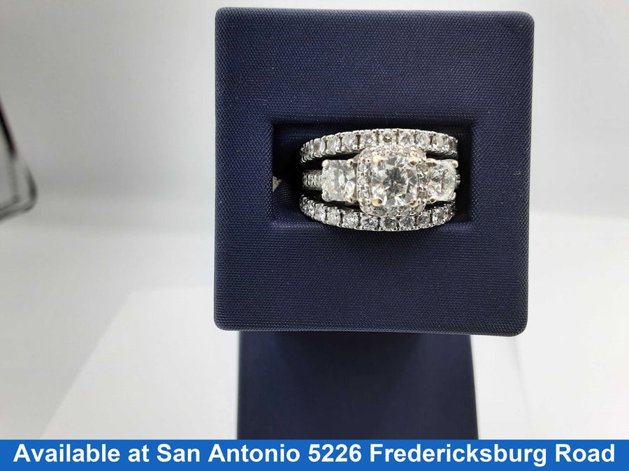 Ring - Wedding Set - White Gold 14k (.585) 11.6 grams Size 7