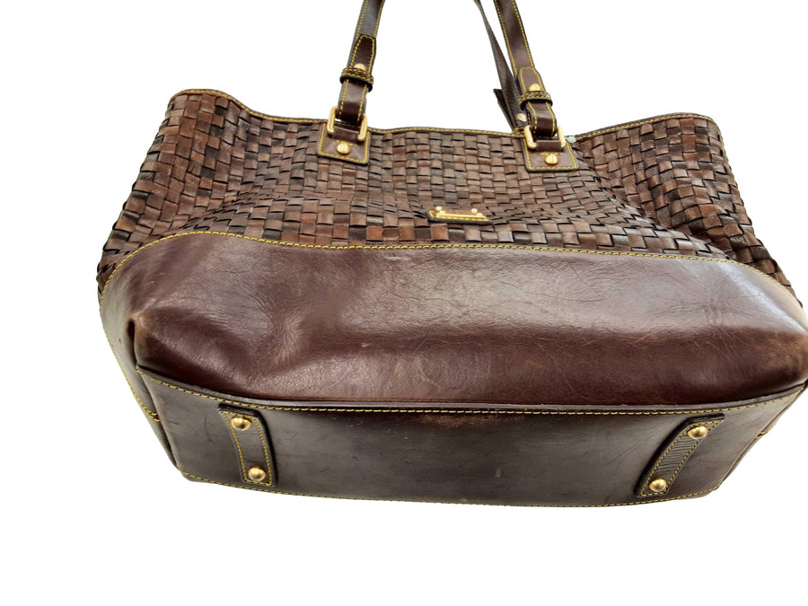 Dooney & Bourke Woven Leather Tote Brown Purse / Handbag