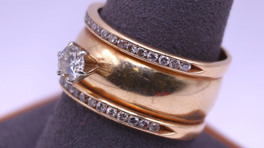 Women's Ring - Solitaire - Yellow Gold 14k (.585) 11.6 grams Size 20