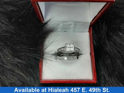 Ring - Wedding Set - White Gold 14k (.585) 6.3 grams Size 7