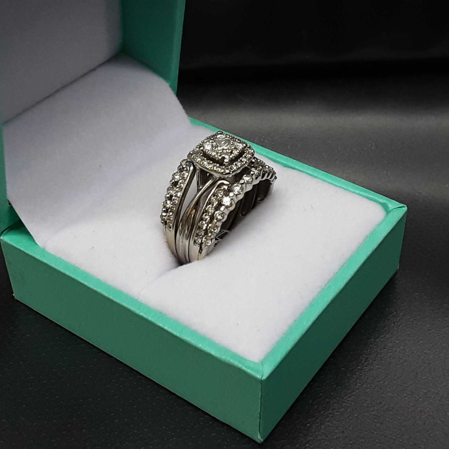 Ring - Wedding Set - White Gold 14k (.585) 7.8 grams Size 8