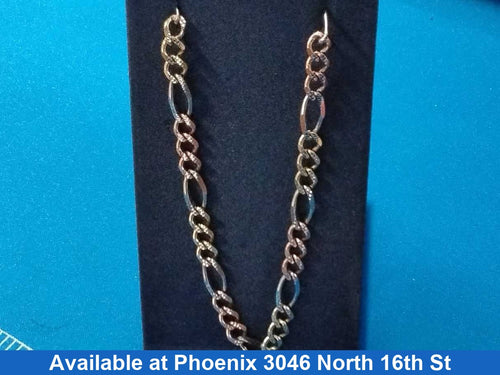 Figaro Chain - Tricolor Gold 14k (.585) 19.4 Grams 24 Inch