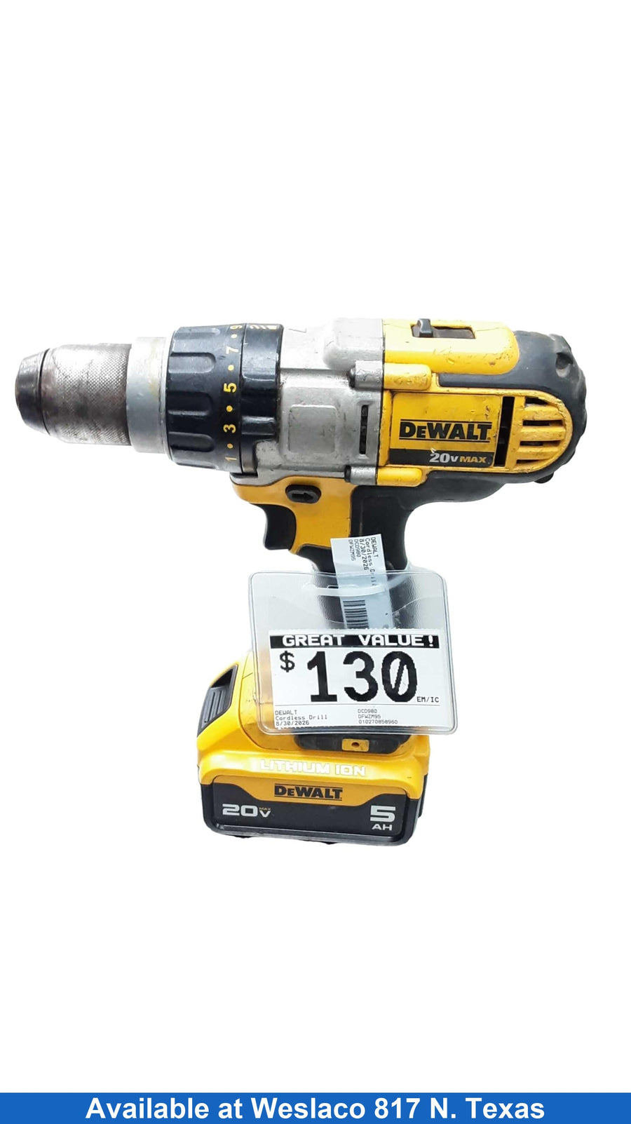 Dewalt Dcd980 Yellow Cordless Standard Drill