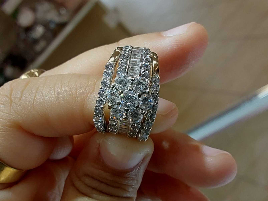 Ring - Wedding Set - White Gold 14k (.585) 10.8 grams Size 8