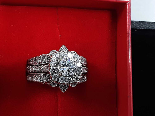 Ring - Engagement Set - White Gold 14k (.585) 12.7 grams Size 7