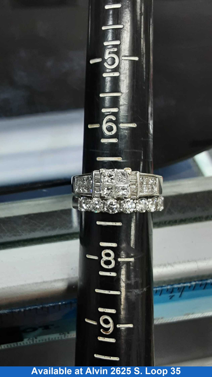 Ring - Wedding Set - White Gold 14k (.585) 9.6 grams Size 7.5