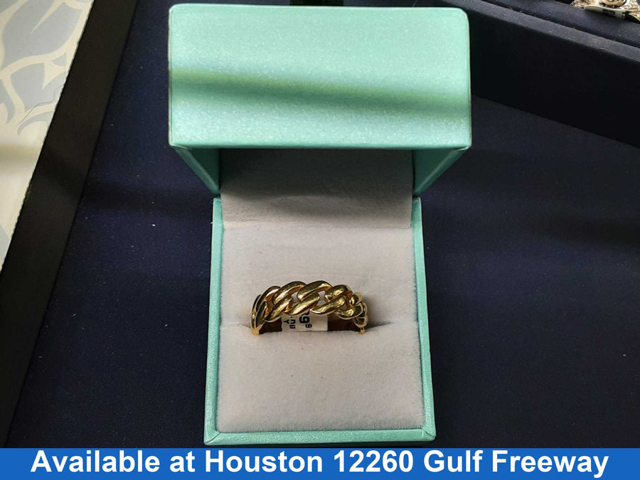 Cuban Link Ring - Yellow Gold 14k (.585) 6.3 Grams Size 10.5