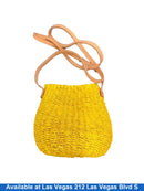 Sarah Stewart Straw Poof Crossbody Yellow Purse / Handbag