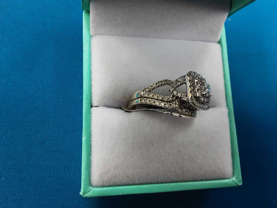 Ring - Wedding Set - White Gold 14k (.585) 4.6 grams Size 20