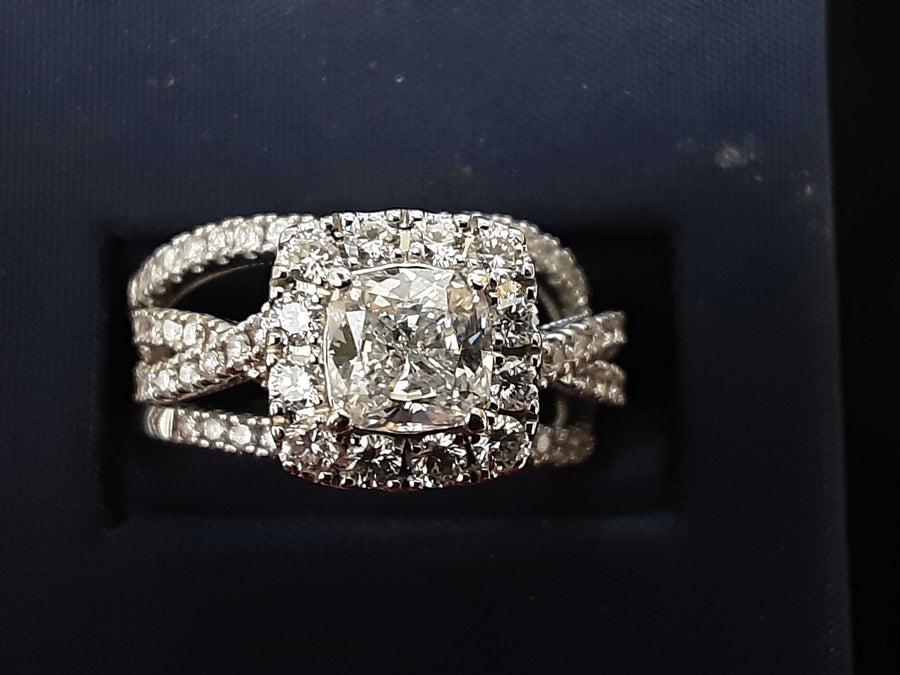 Ring - Engagement Set - White Gold 14k (.585) 8.5 grams Size 8.5