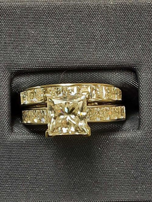 Ring - Engagement Set - White Gold 14k (.585) 7.8 grams Size 7.5