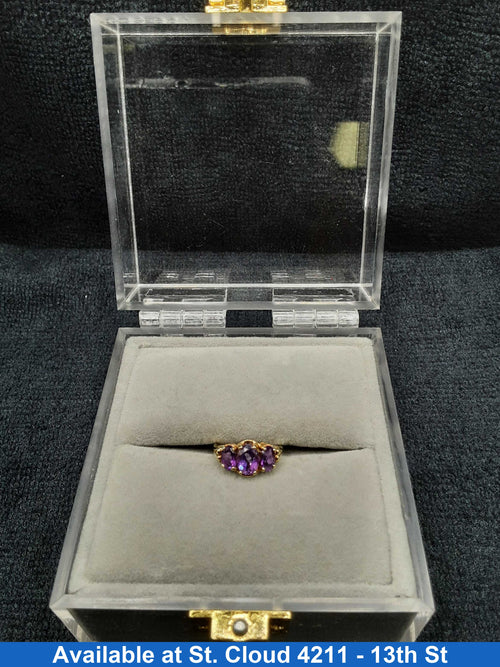 Women's Ring - 3 Stone Amethyst Ring