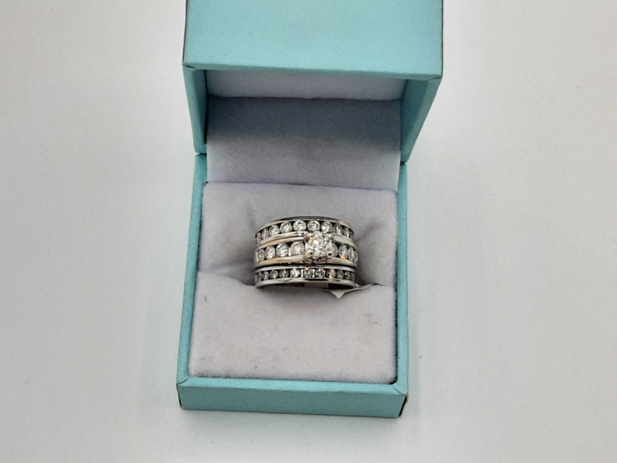 Ring - Wedding Set - White Gold 14k (.585) 13.1 grams Size 5.5