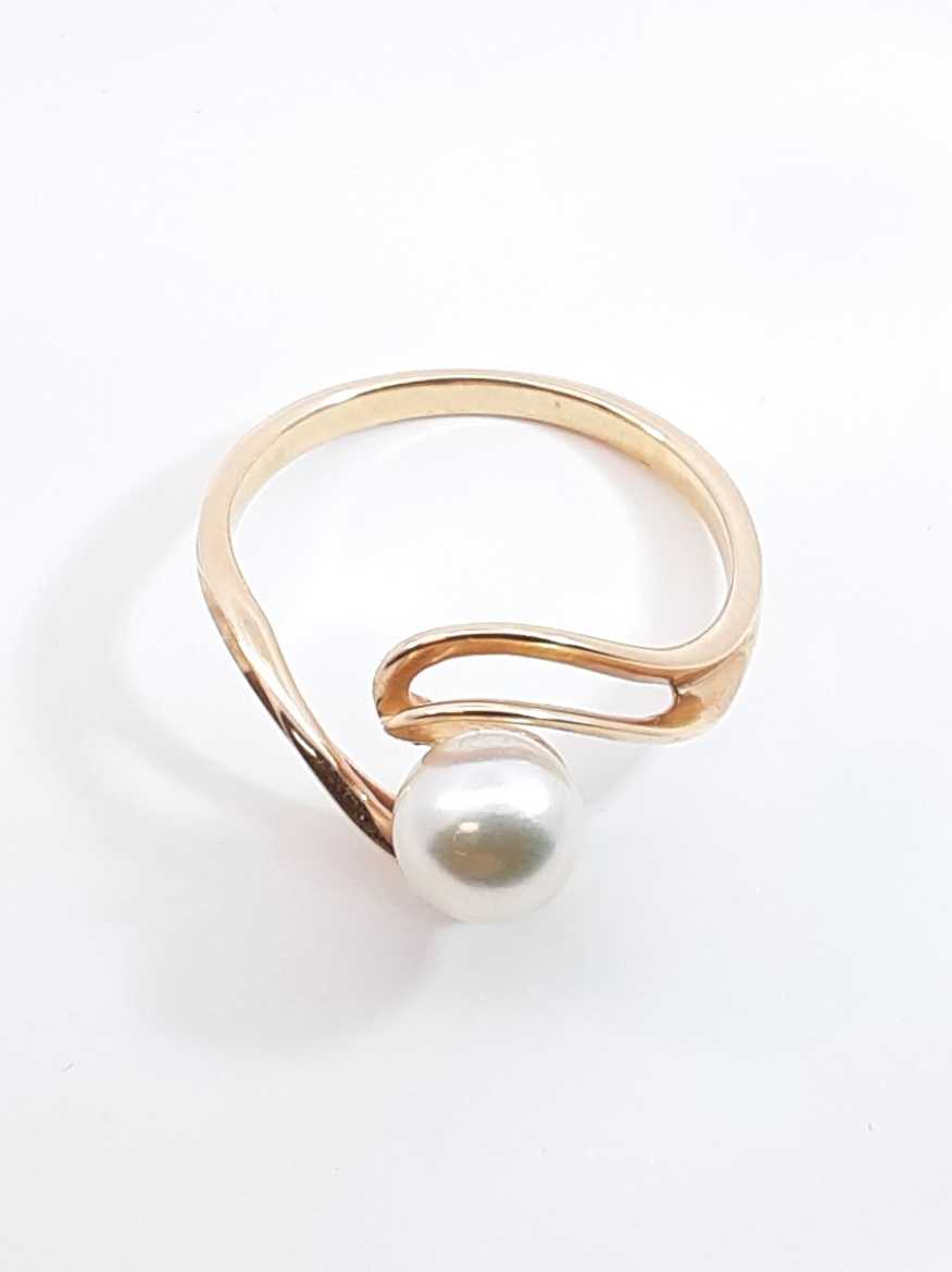 Pearl Bypass Ring In 14k Yellow Gold 3.3 Grams Size 9 Fw0925llxdu