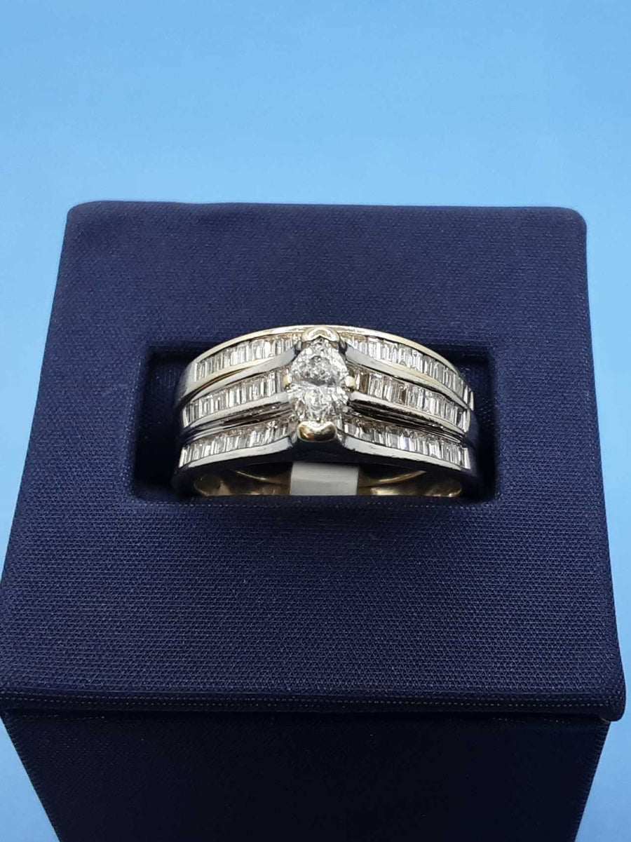 Ring - Engagement Set - White Gold 14k (.585) 8.3 grams Size 9