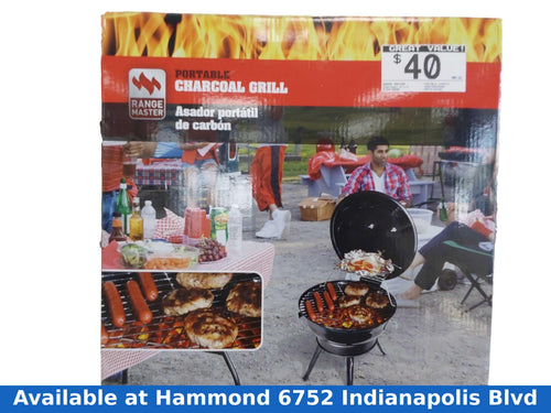 Range Master Portable Charcoal Grill Black Charcoal Grill / Smoker
